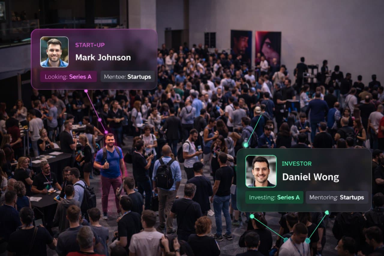 AI matchmaking connecting attendees at a live conference event